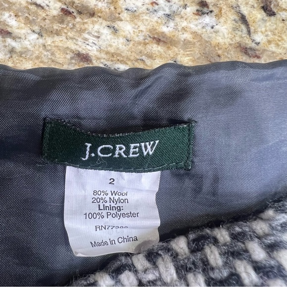 J Crew Tweed Wool Blend Black & White Grey Mini Skirt 2 - Picture 6 of 9